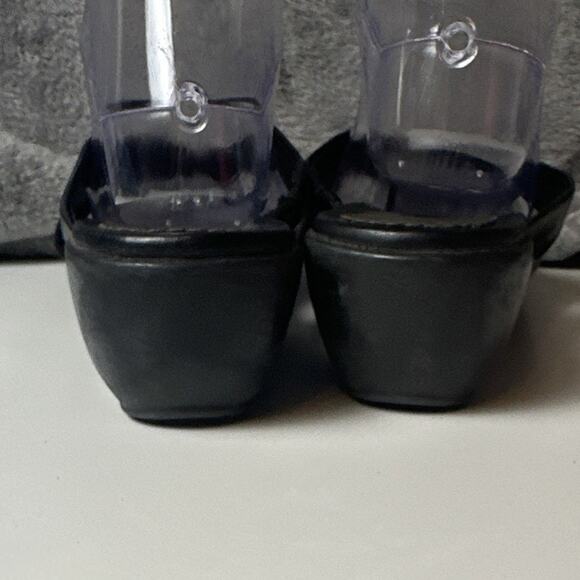 Bass Women's Heather Thong Sandals Black Leather Wedge Flip Flop Boho City Y2K 9 - Picture 3 of 16